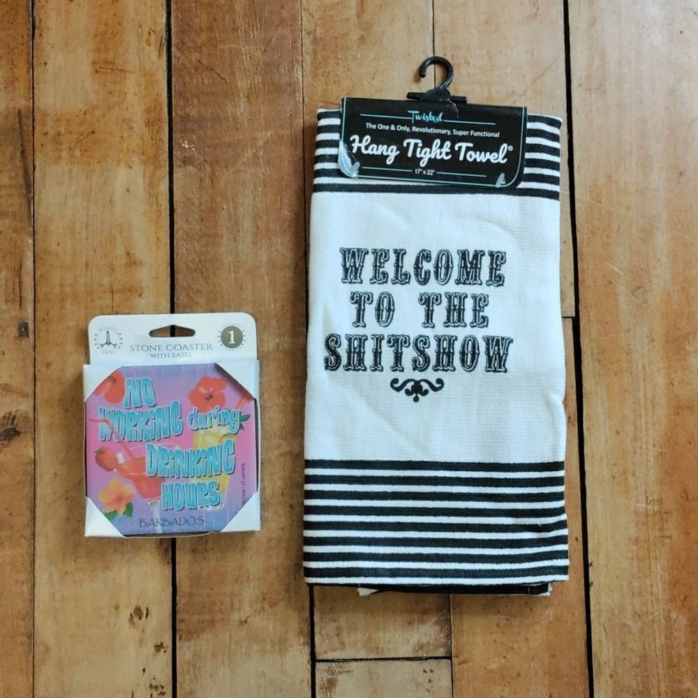 Welcome To The Sht Show Kitchen Towel Stone Coaster New With Tags Cotton Gift